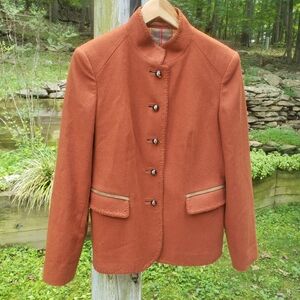 Habsburg 100% Wool Vintage Austrian Blazer Jacket Striped Silk Lining USA 6 Med